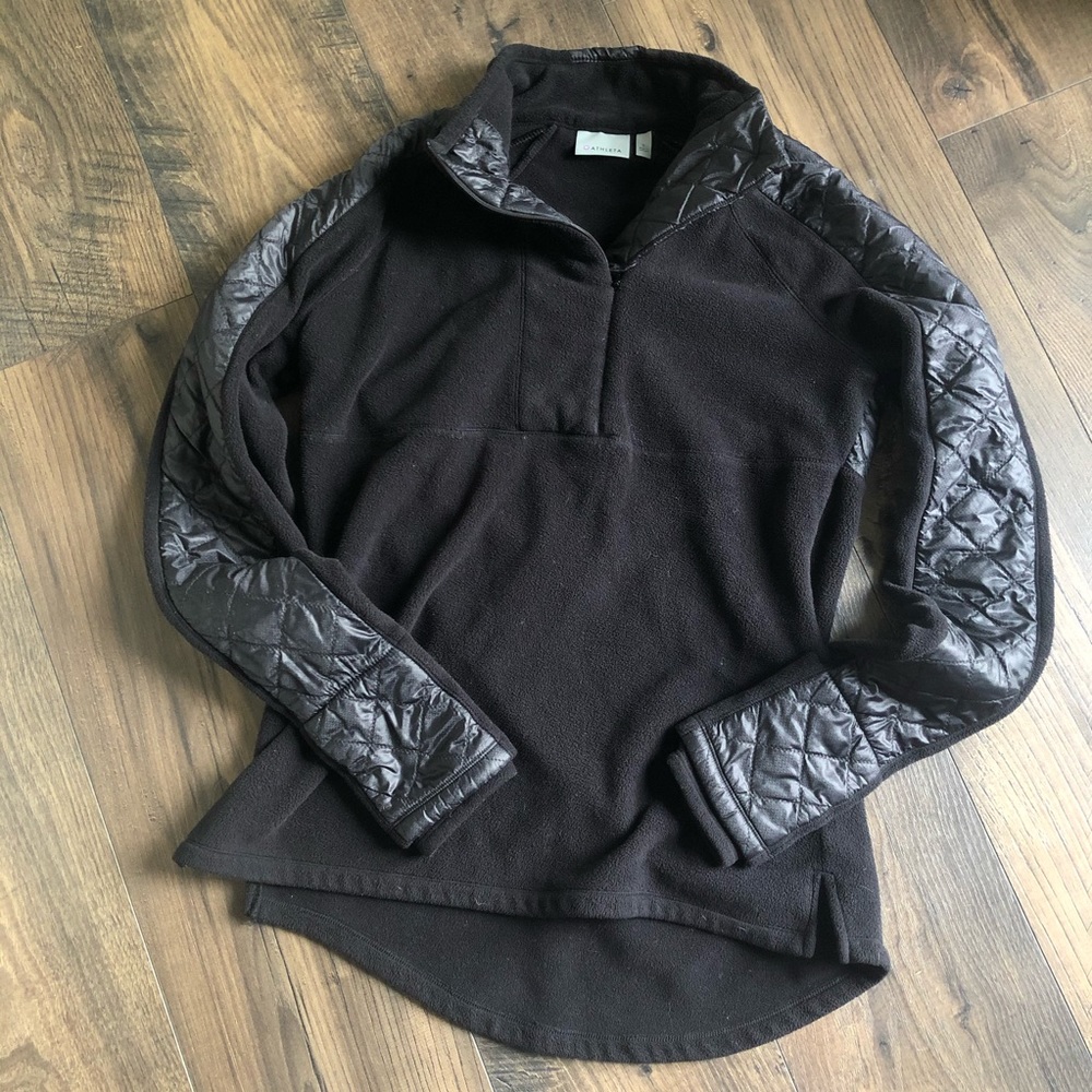 Athleta Black Vortex Half Zip Pullover Fleece S Gem